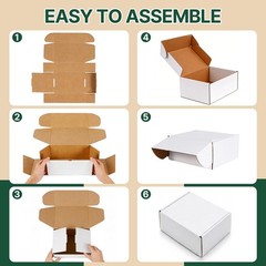 25 Pack 9x6x3 Inch Shipping Boxes White Mailer Corrugated Cardboard Commerce
