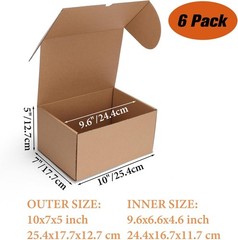 Lightweight 10x7x5 Cardboard Shipping Boxes – 6 Pack for Easy Assembly & Storage
