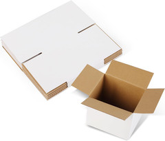 Shipping Boxes,8X6X4Inches 5 PCS Shipping Boxes,White Corrugated Cardboard Boxes