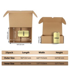 RLAVBL 9x6x3 Inches Shipping Boxes Set of 25, Brown Small Corrugated Cardboard B