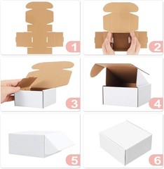 25 Pack Easy Assembly 9x6x2 Corrugated Shipping Boxes with Thank You Stickers