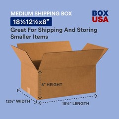 18 1/2 x 12 1/2 x 8 Corrugated Cardboard Boxes, Medium 18.5″L x 12.5″W x 8″H,…