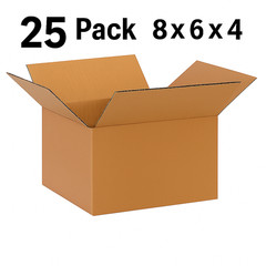 25 Pack 8x6x4 Corrugated Shipping Boxes – Mailing Packing Cardboard Cartons