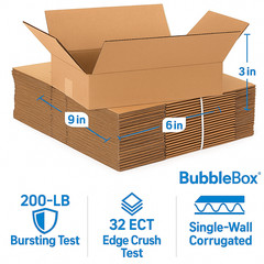 50 Pack 9x6x3 Single-Wall Shipping Boxes, 200# Test 32 ECT Corrugated Boxes