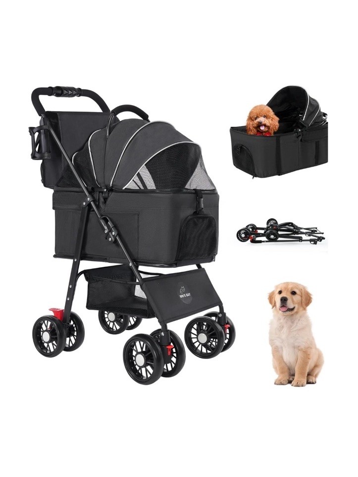3 in 1 Pet Dog Stroller for Small Medium Dogs 10-50 lbs, Foldable C… Fast Ship