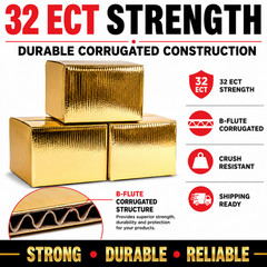 6x6x4 Metallic Gold Shipping Boxes 32 ECT B Flute Gift Mailer Boxes