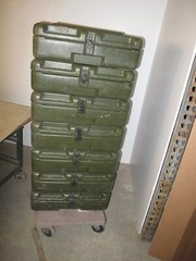 Hard Case Hinged Single Lid 23x22x7 Rotomolded Plastic Green Heavy Duty