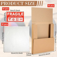 10 Sets Vinyl Record Mailers 12.6 x 12.6 x 1″ Boxes Easy Fold Album Corrugate…