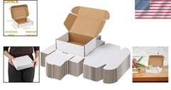 25-Pack White 8x6x2 Inch Corrugated Shipping Boxes