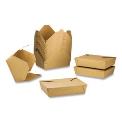GEN Reclosable Kraft Take-Out Box, 54 oz, Brown, Paper, 200/Carton