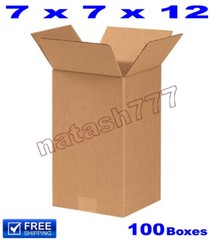 100 – 7x7x12 Cardboard Boxes 32ECT Mailing Packing Shipping Corrugated Carton
