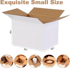 5 Heavy-Duty 8x6x4 Shipping Boxes – White Corrugated Cardboard for Gifts
