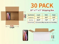 White Cardboard Shipping Boxes – 30 Count – 10x7x5 Inches, Recyclable