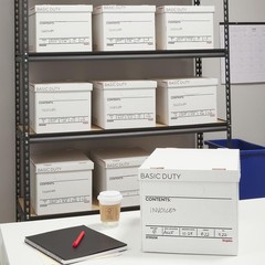 STAPLES Corrugated File Box Lift Off Lid, Letter/Legal Size, White/Black, 10/…