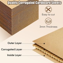 Brown 5×7 In 1/8″ Thickened Corrugated Flat Cardboard Pads Sheets 200 Pack