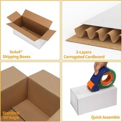25 White 10x6x4 Shipping Boxes, Corrugated Cardboard