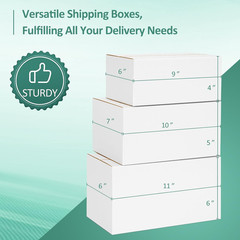 30 Pack Small Shipping Boxes Assorted Sizes, White Corrugated Box Mailers, 9X6X4