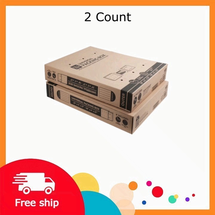 Pen + Gear Universal Moving Box with Cushioning, Fits TVs up to 65″, 2 Count
