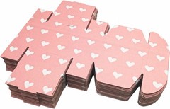 25 Pack Baby Pink Hearts Shipping Boxes, 4 x 4 x 2 inch Recyclable Kraft Corr…
