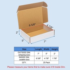 Lightweight & Sturdy 7x5x2 Shipping Boxes – 25 Pack, Ideal for Gifts & Crafts
