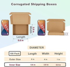 6x4x1 Inches Small Packing Boxes – 100 Recyclable Corrugated Mailers in Brown