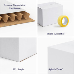 40-Pack White Corrugated Shipping Boxes, 8x6x6 Inches