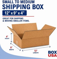 Medium Shipping Boxes 12″x9″x4″ Corrugated Cardboard Cartons 25 Pack
