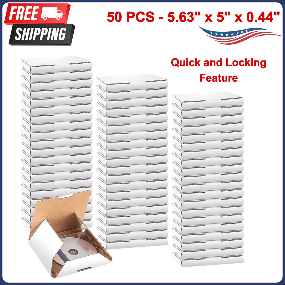 50 Pcs 5 5/8″l x 5″w x 7/16″h Cd Mailer Box Cd Shipping Boxes Corrugated Mailing