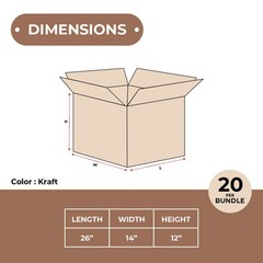 Corrugated Boxes 26 x 14 x 12″ ECT-32 Brown Shipping/Moving Boxes 20 Boxes