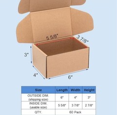 Shipping Boxes 6x4x3″ 60 Pack – Brown Kraft Corrugated Cardboard Mailing Box