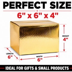 6x6x4 Metallic Gold Shipping Boxes 32 ECT B Flute Gift Mailer Boxes