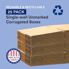 BOX USA 4x4x36 Tall Corrugated Boxes, Tall, 4L x 4W x 36H, Pack of 25 | Kraft
