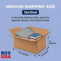 Medium Corrugated Shipping Boxes 16″x10″x6″, 25-Pack for Packing and Storage