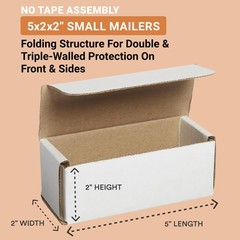 Mailer Boxes Small 5″L x 2″W x 2″H 50-Pack – Corrugated Cardboard Box for Shi…
