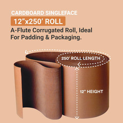 AVIDITI Shipping Corrugated Roll Kraft, 12″ x 250′, 1-Pack | Corrugated Cardboar