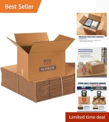 Moving Boxes Medium 18″L x 14″W x 12″H 10-Pack – Corrugated Cardboard Box for…