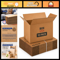 Large Corrugated Moving Boxes 23x17x12 – 10-Pack for Shipping, Packing, Storage