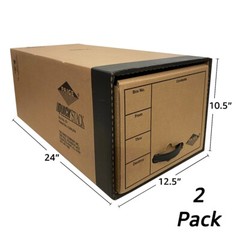 UOFFICE Quick Stack Drawer File Boxes, 24″ x 12.5″ x 10.5″, 2 Pack