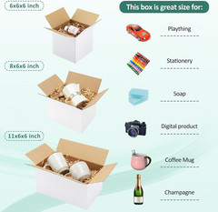 30 Pack Small Shipping Boxes Assorted Sizes, White Corrugated Box Mailers