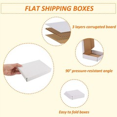 50 Pack White Corrugated Shipping Boxes 7x5x1 Inches – Durable Mailer for Litera
