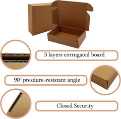 50-Pack 8x5x2 Shipping Boxes Brown Corrugated Mailer Packaging Small Business