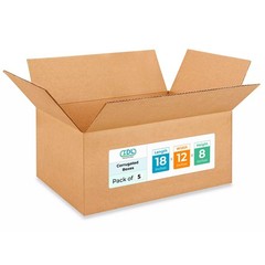 Medium Moving & Boxes 18 x 12 x 8 inches (5-Pack) – Extra Strength 200 lb vs …