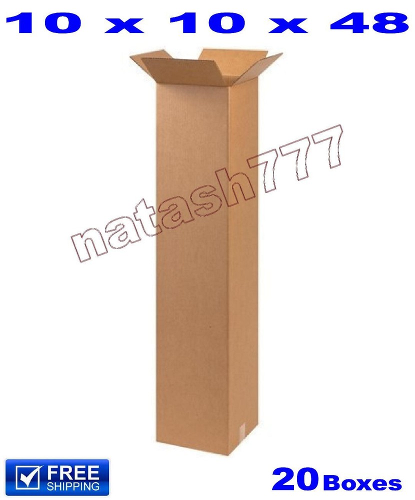 20 – 10x10x48 Cardboard Boxes 32-ECT Mailing Packing Shipping Corrugated Carton