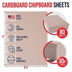 8.5″ x 11″ Brown Kraft Plain Chipboard Sheets, 30 Pt Thick – Made in USA D