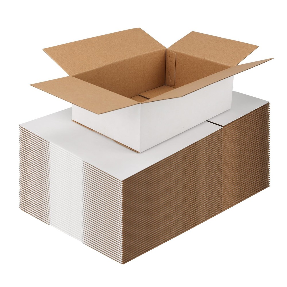 Shipping Boxes 9x6x3 Set of 40, White Corrugated Packaging Boxes, Lightweight…