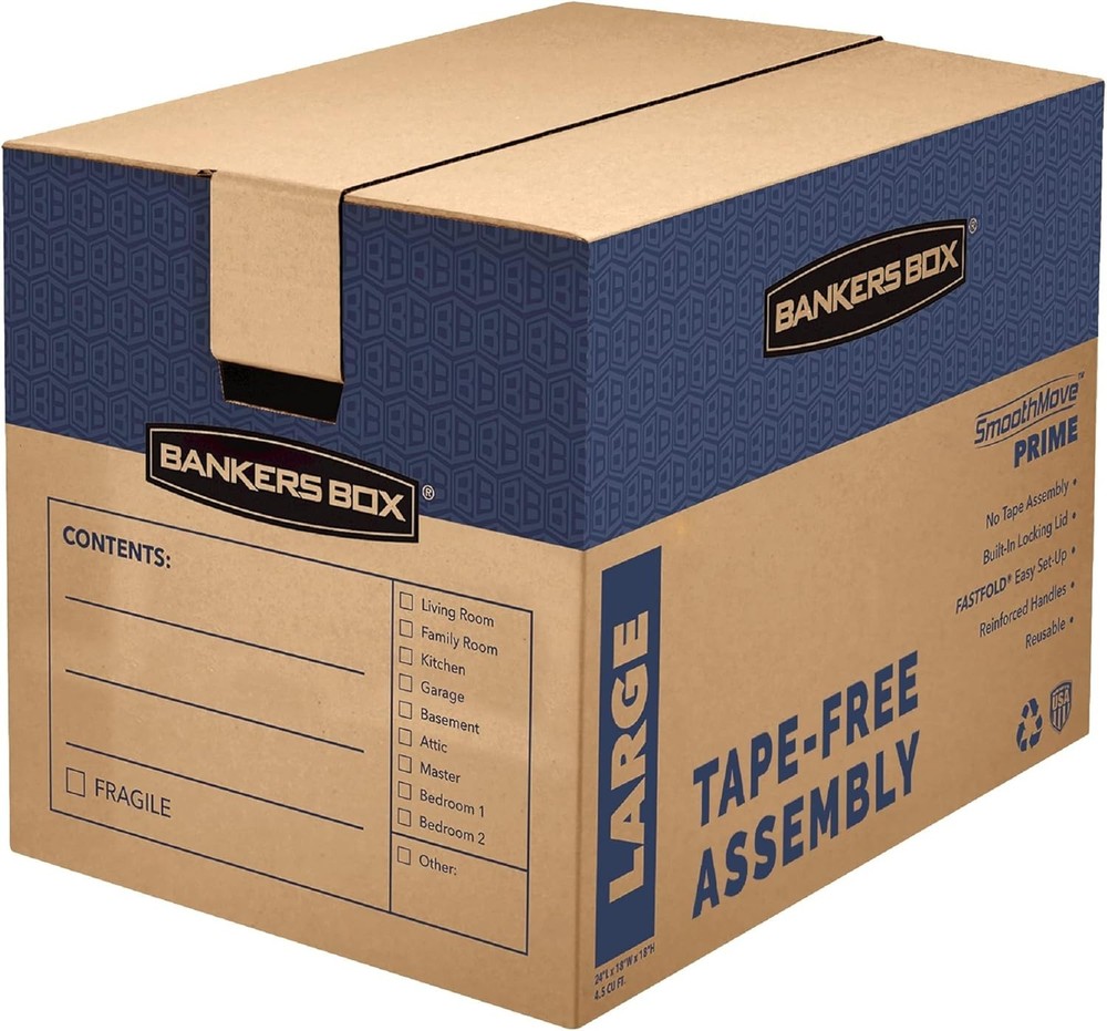 Large Premium Cardboard Boxes, 6-Pack Tape-Free Assembly, Lid Included