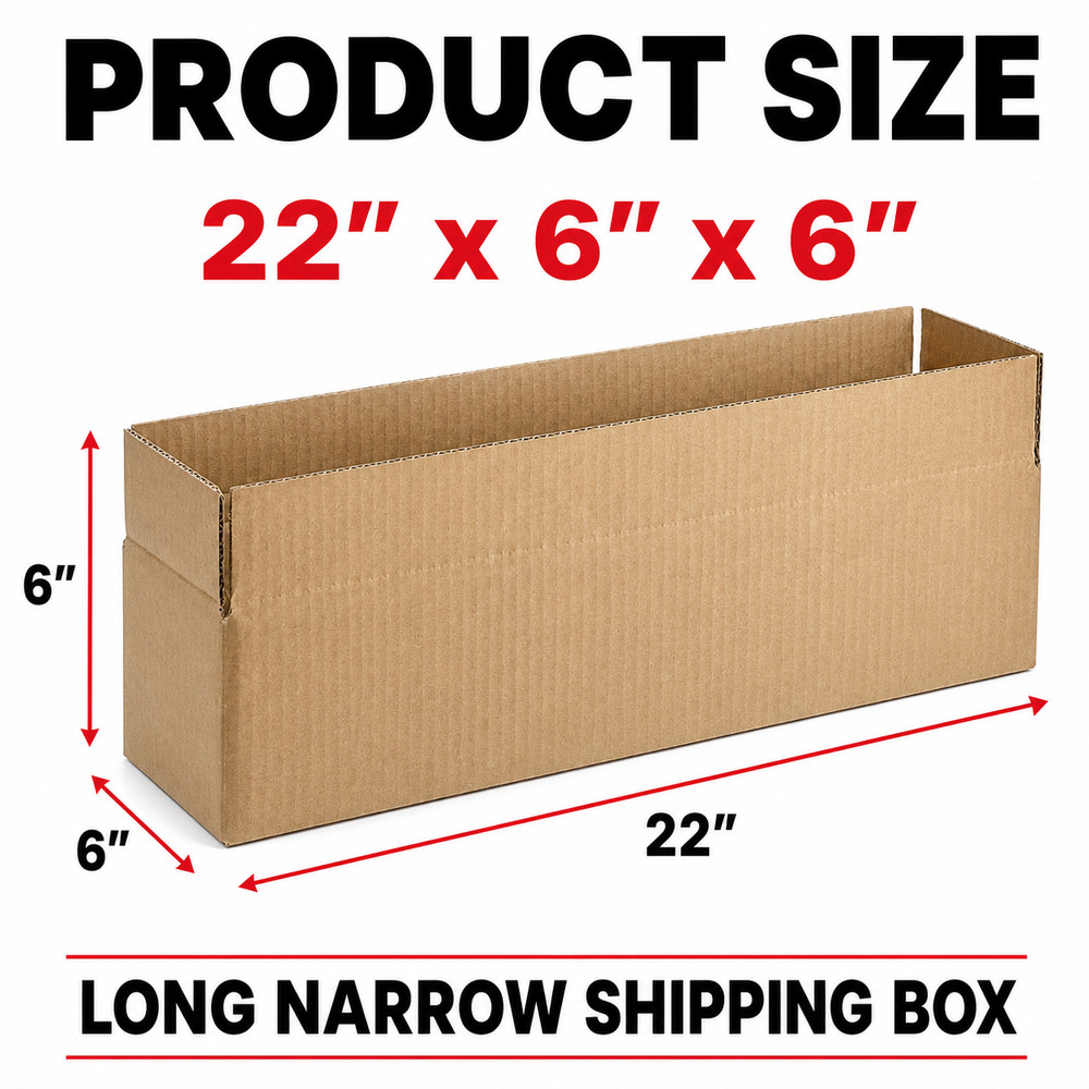 100 Boxes 22x6x6″ Long Corrugated Shipping Boxes ECT-32 Kraft Packing Cartons
