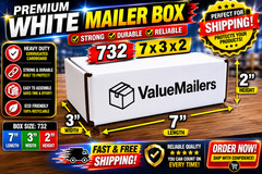 50 – 7x3x2 White Corrugated Shipping Mailer Packing Box Boxes