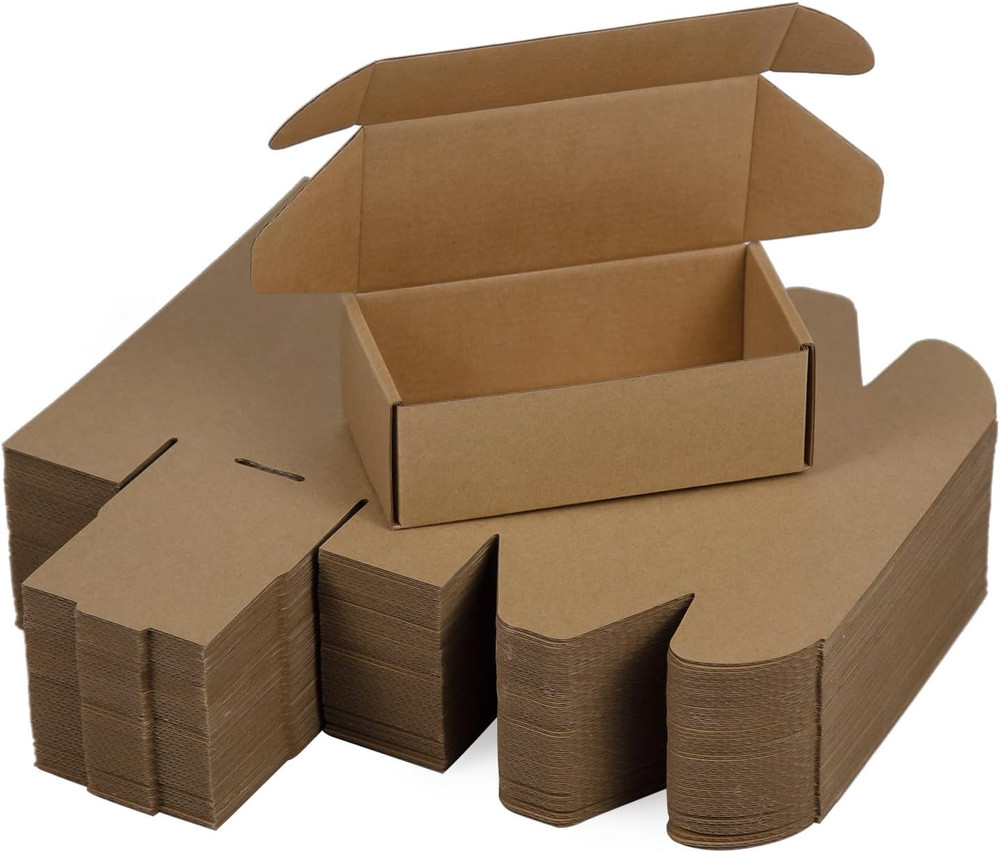 50 Pack 6.5×3.2×2.2 Inches Small Shipping Boxes, Brown Corrugated Cardboard Boxe
