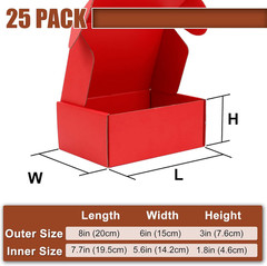 Shipping Boxes 8X6X3 Inches,25 Pack Medium Corrugated Cardboard Mailer Box for M